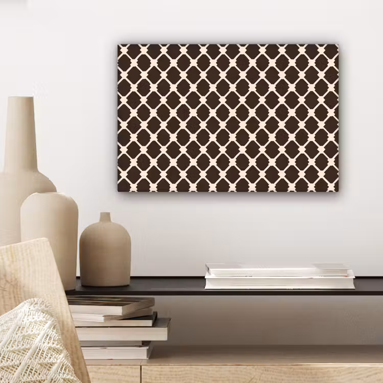 Canvas schilderij - Bruin - Ruitpatroon - Geometrisch — 5
