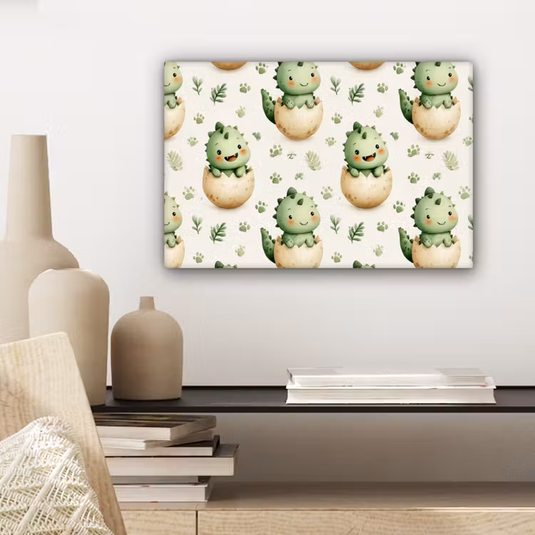 Canvas schilderij - Dino - Eieren - Groen — 5