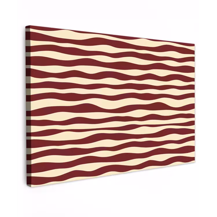 Canvas schilderij - Golven - Rood - Patroon - Crème — 1