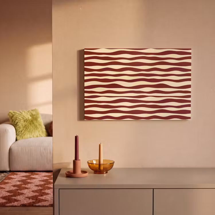 Canvas schilderij - Golven - Rood - Patroon - Crème — 2