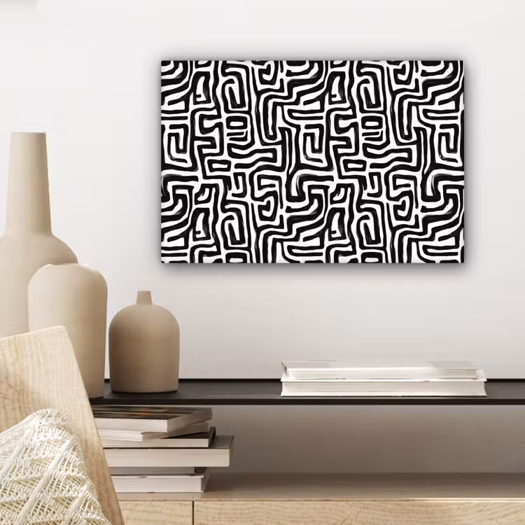 Canvas schilderij - Grafisch - Lijnen - Zwart - Wit — 5