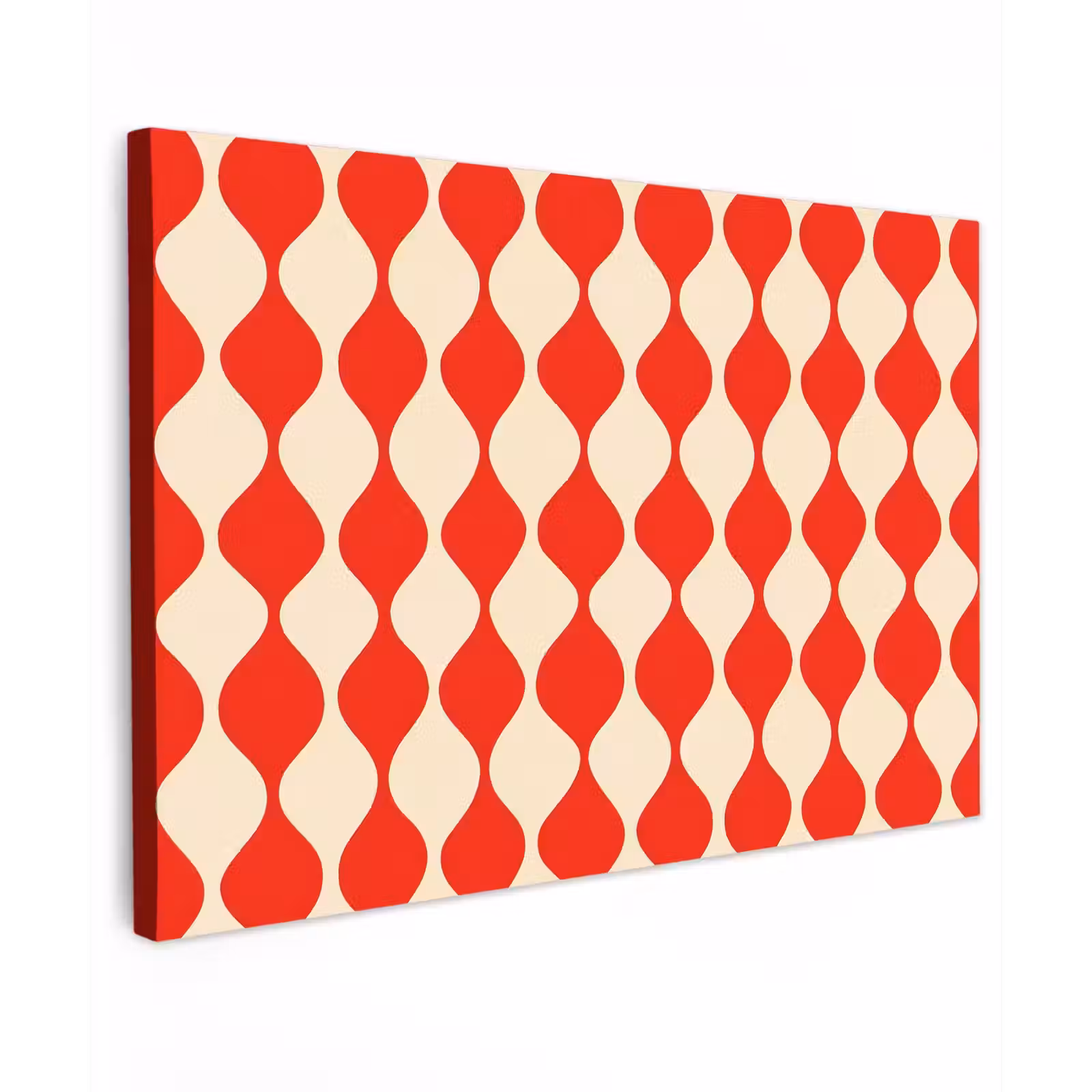 Canvas schilderij - Golvend patroon - Retro - Rood - Beige — 1