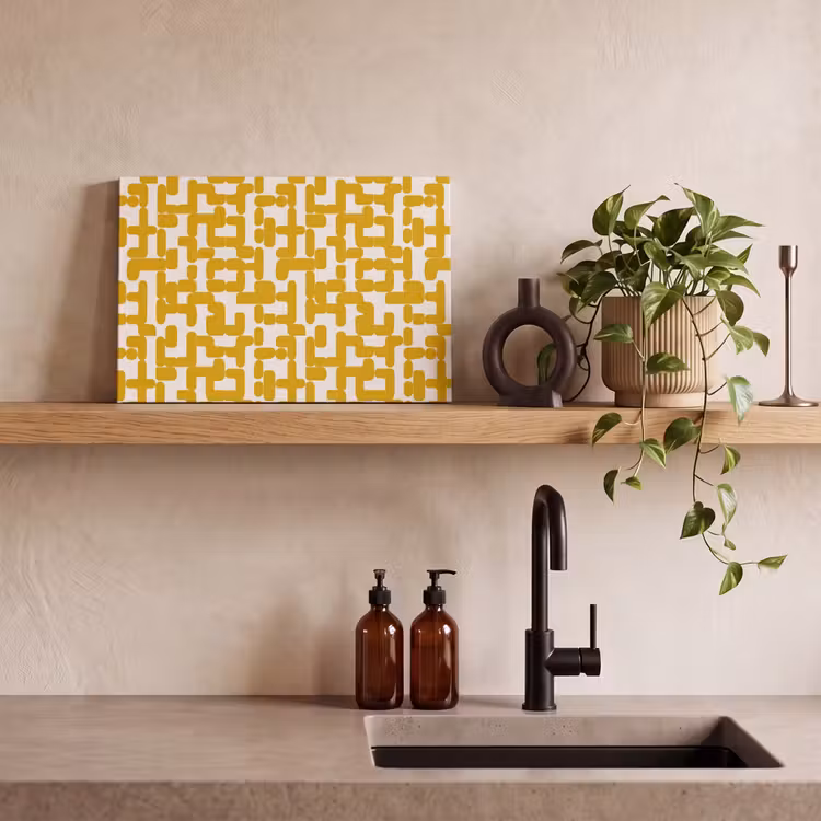 Canvas schilderij - Geel - Beige - Patroon — 3