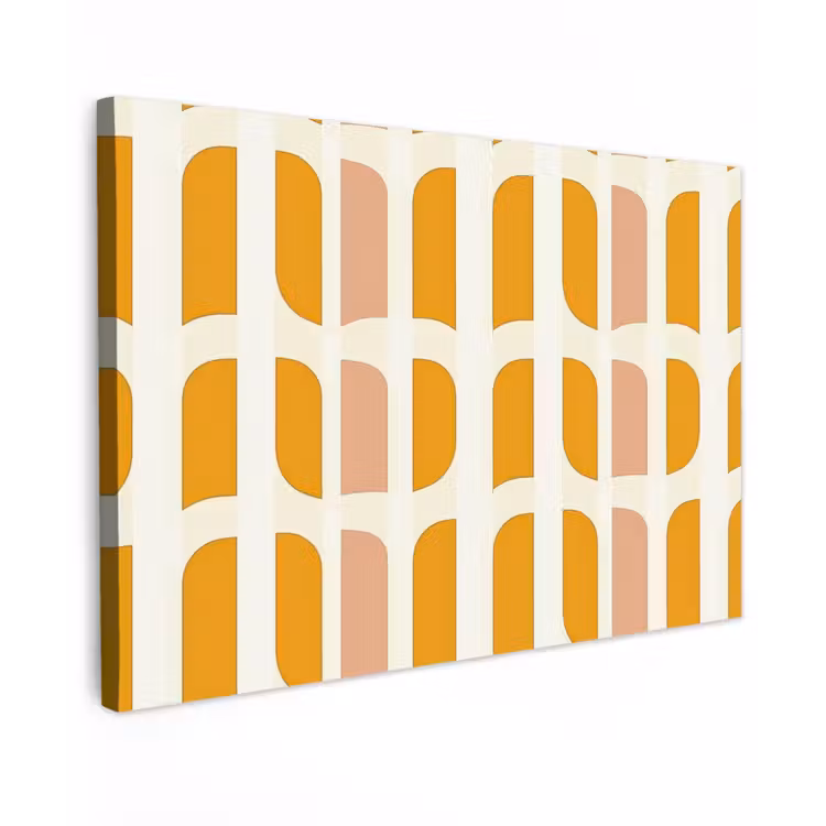 Canvas schilderij - Geometrisch - Patroon - Geel - Roze — 1