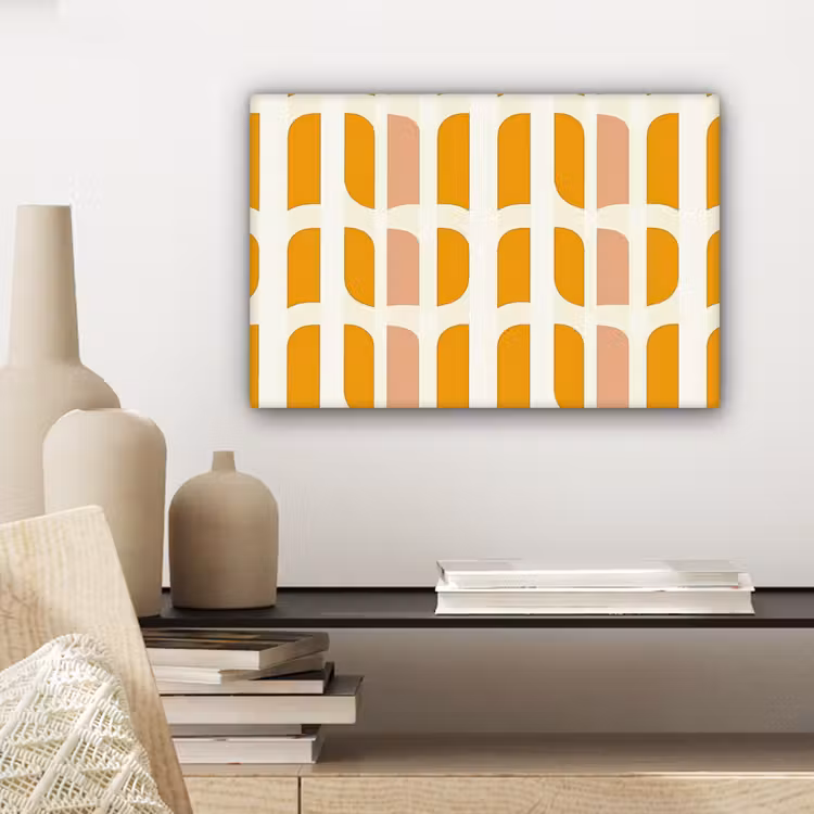 Canvas schilderij - Geometrisch - Patroon - Geel - Roze — 5