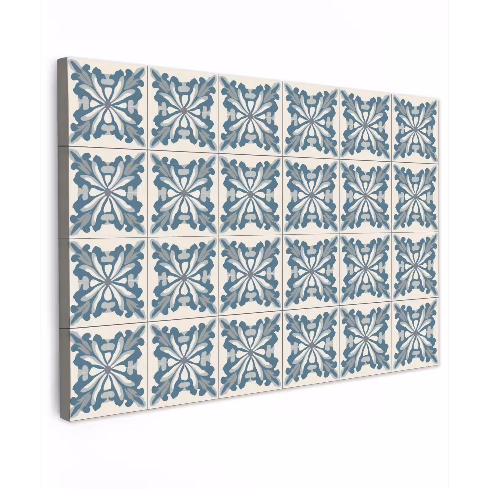 Canvas schilderij - Dessin - Tegel - Blauw — 1