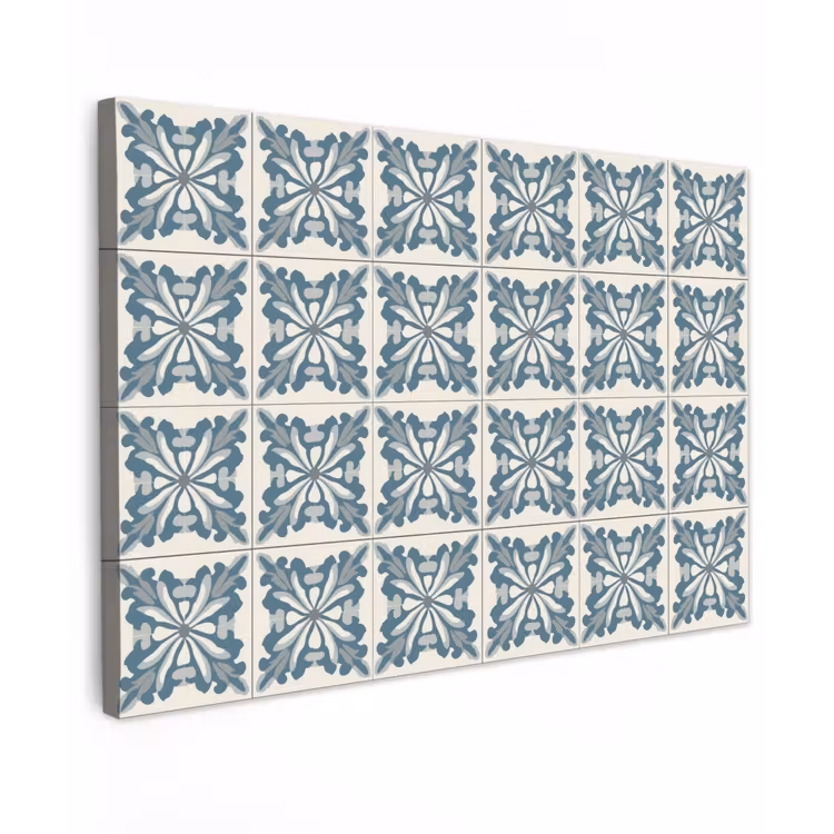 Canvas schilderij - Dessin - Tegel - Blauw — 1