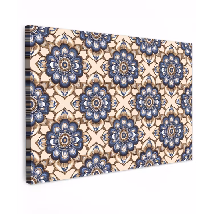 Canvas schilderij - Floraal - Ornament - Blauw — 1
