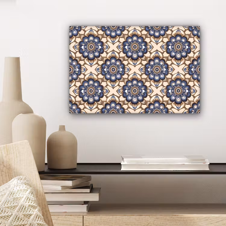 Canvas schilderij - Floraal - Ornament - Blauw — 5