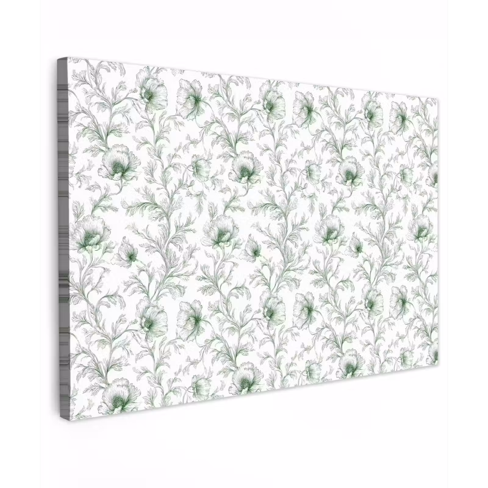 Canvas schilderij - Bloemen - Getekend - Groen — 1