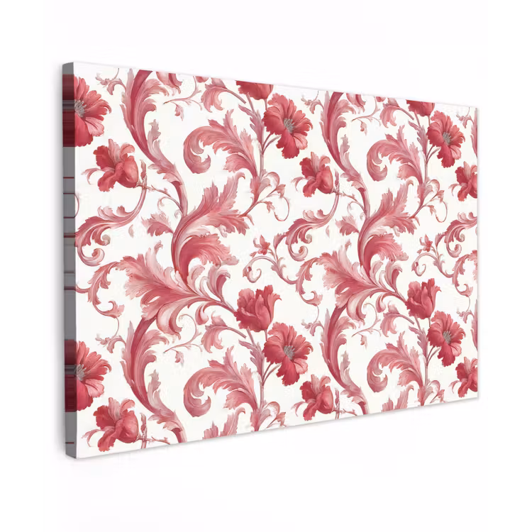 Canvas schilderij - Barok - Patroon - Rood — 1