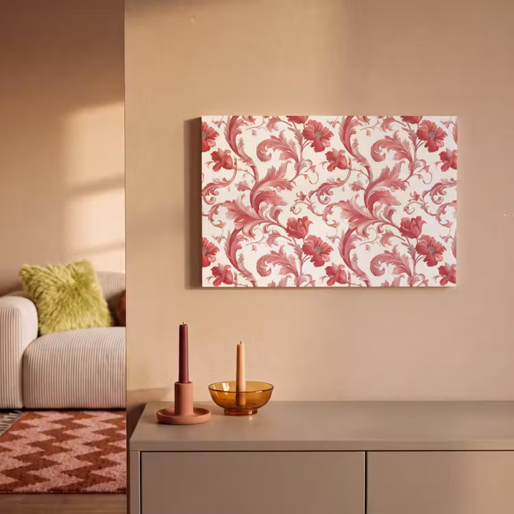 Canvas schilderij - Barok - Patroon - Rood — 2