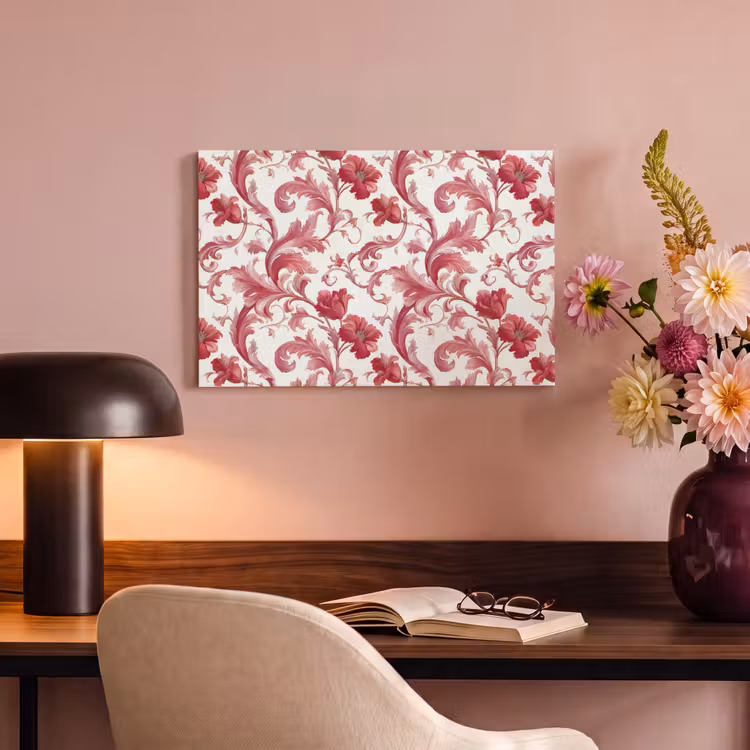 Canvas schilderij - Barok - Patroon - Rood — 4