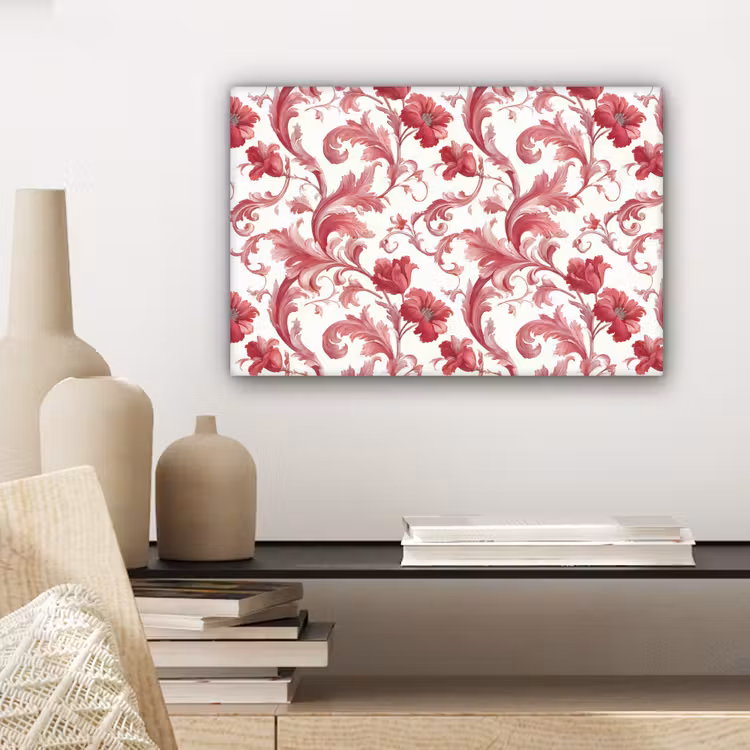 Canvas schilderij - Barok - Patroon - Rood — 5