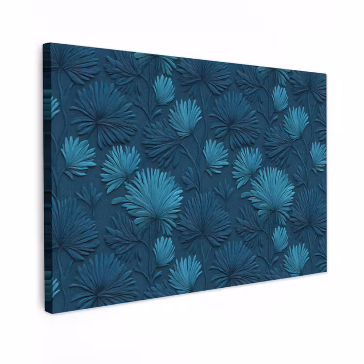 Canvas schilderij - Bladeren - Reliëf - Patroon - Oceaanblauw - Modern — 1