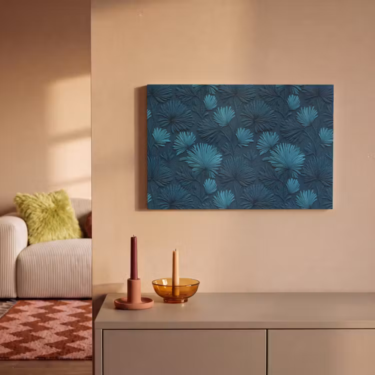 Canvas schilderij - Bladeren - Reliëf - Patroon - Oceaanblauw - Modern — 2