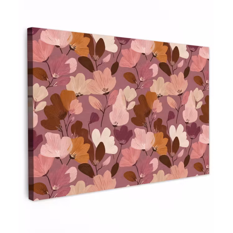 Canvas schilderij - Bloem - Patroon - Roze — 1