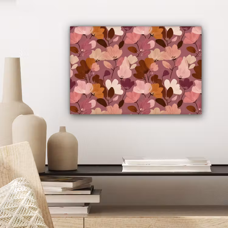 Canvas schilderij - Bloem - Patroon - Roze — 5