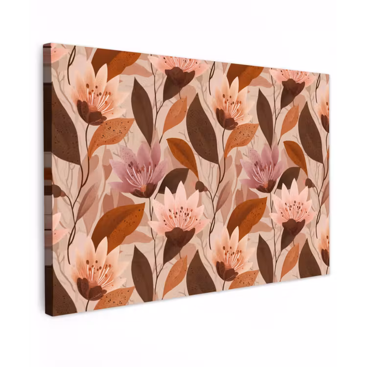 Canvas schilderij - Bloemen - Bladeren - Bruin — 1