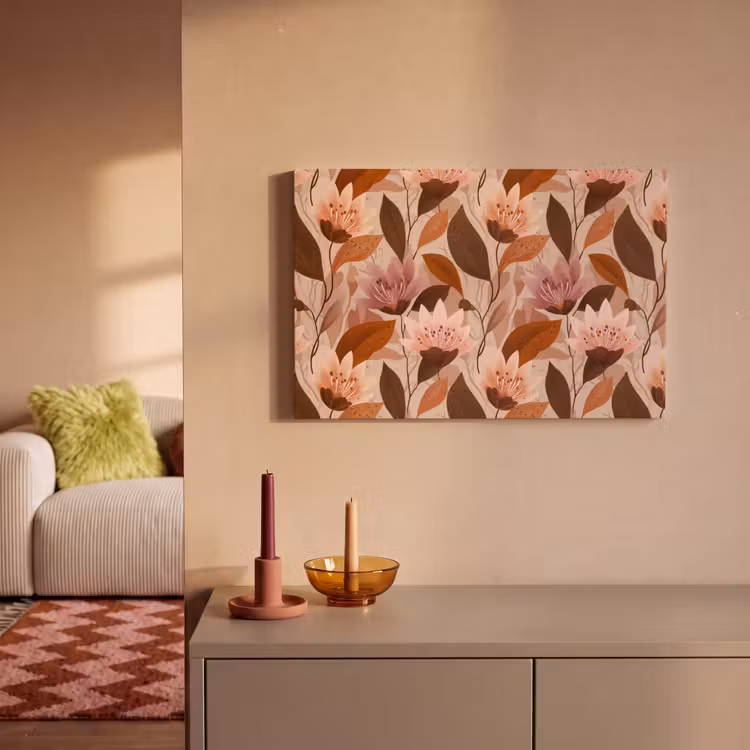 Canvas schilderij - Bloemen - Bladeren - Bruin — 2
