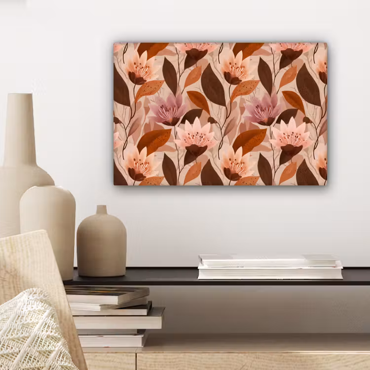 Canvas schilderij - Bloemen - Bladeren - Bruin — 5