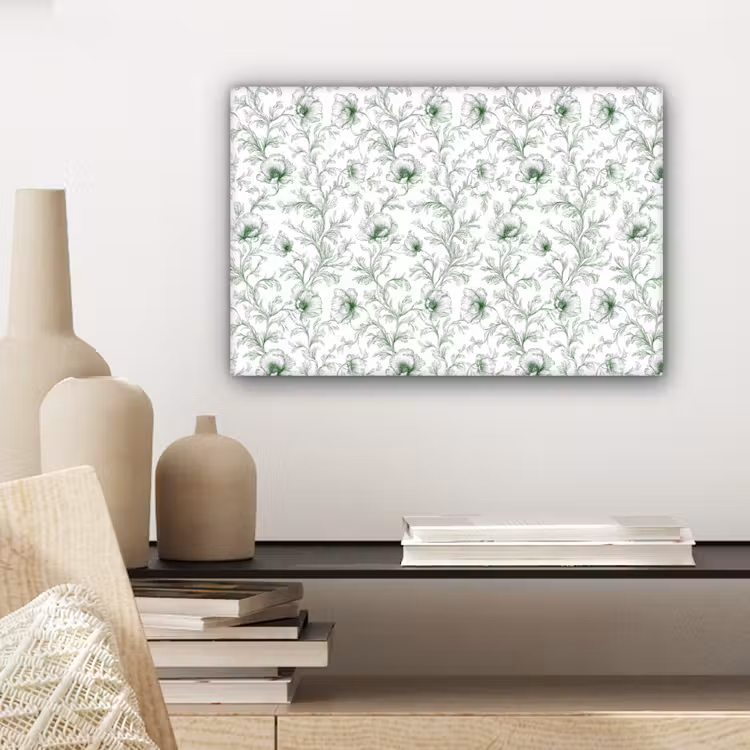 Canvas schilderij - Bloemen - Getekend - Groen — 5