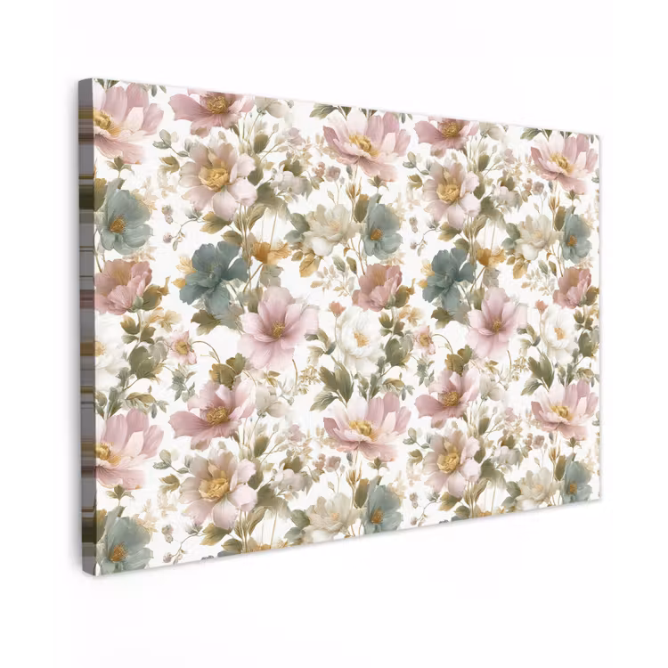 Canvas schilderij - Bloemen - Patroon - Pastel — 1
