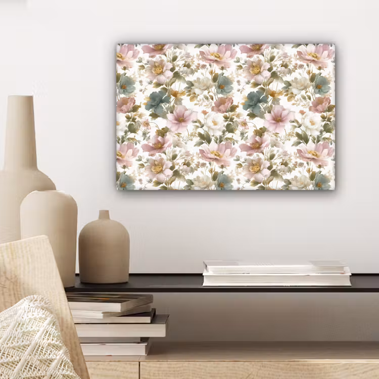 Canvas schilderij - Bloemen - Patroon - Pastel — 5