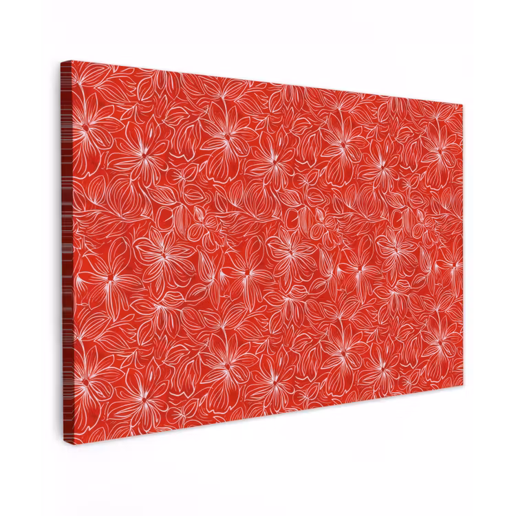 Canvas schilderij - Bloemen - Patroon - Rood — 1