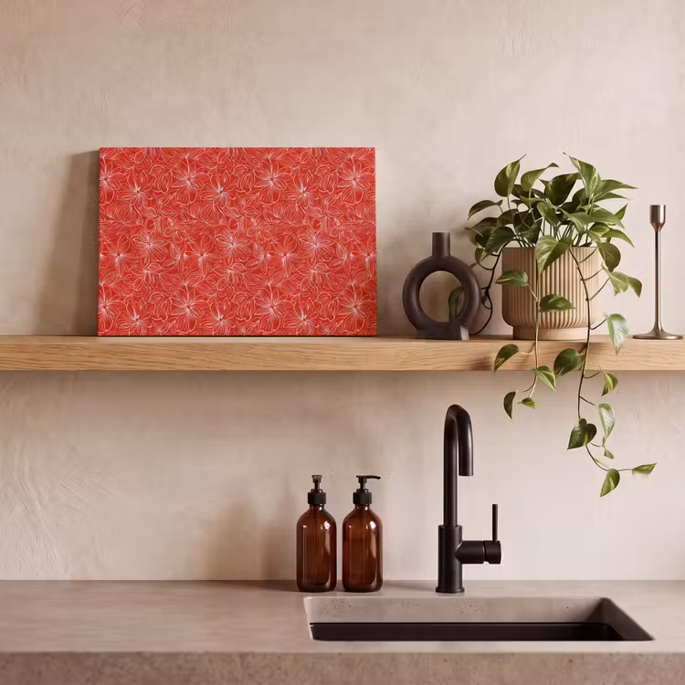 Canvas schilderij - Bloemen - Patroon - Rood — 3