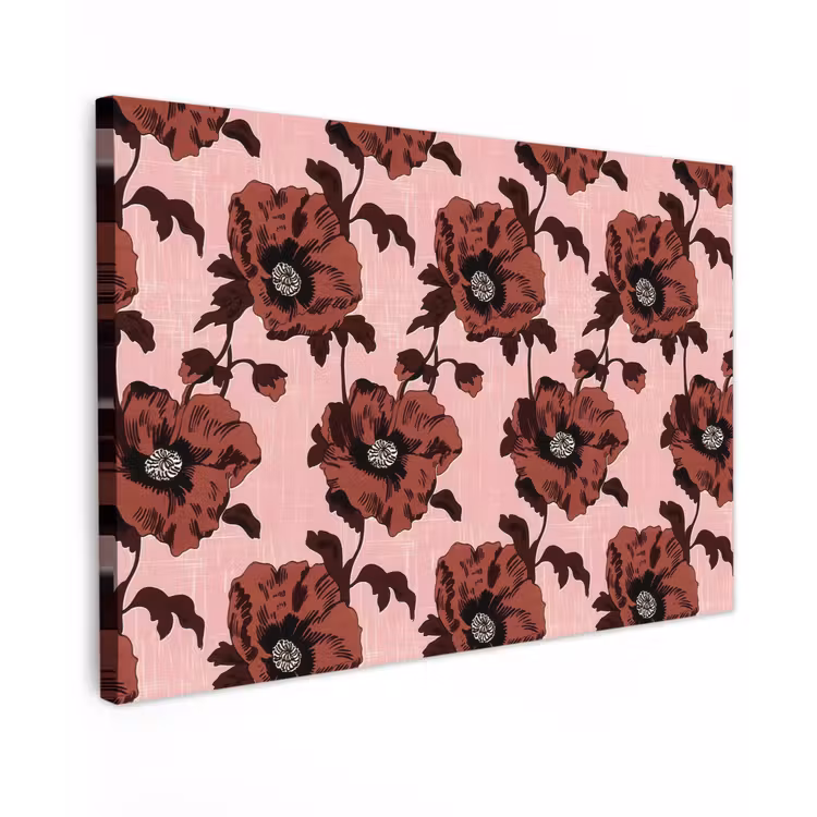 Canvas schilderij - Bloemen - Retro - Rood — 1