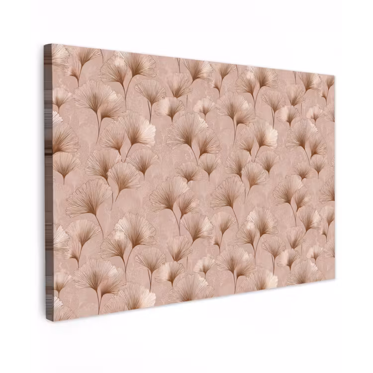 Canvas schilderij - Ginkgo - Patroon - Roze — 1