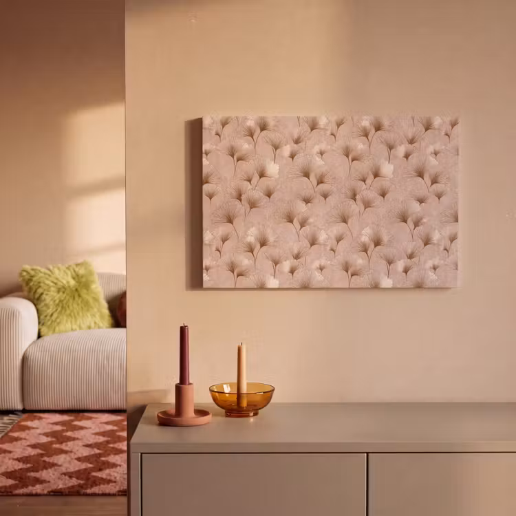 Canvas schilderij - Ginkgo - Patroon - Roze — 2