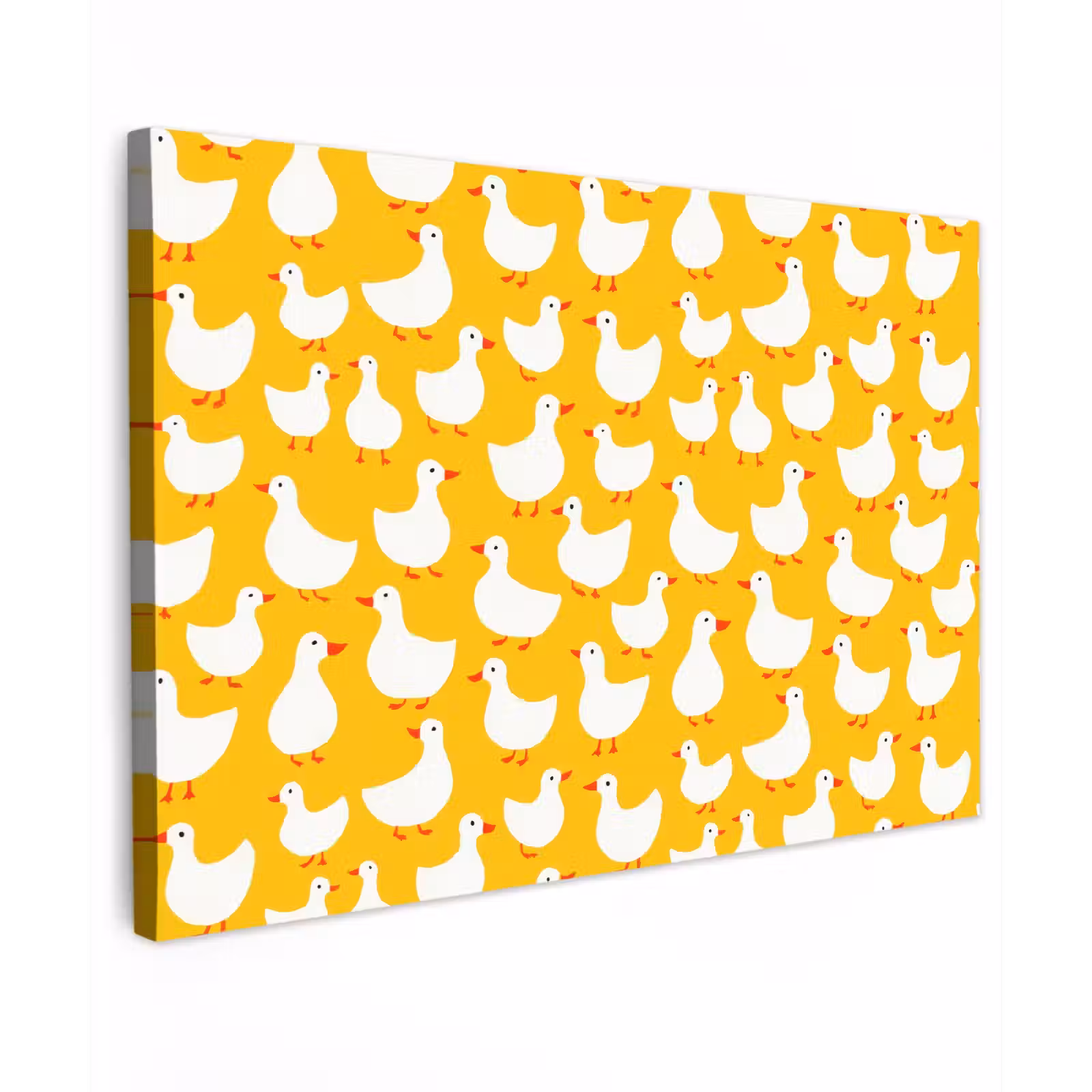 Canvas schilderij - Eendjes - Patroon - Geel — 1
