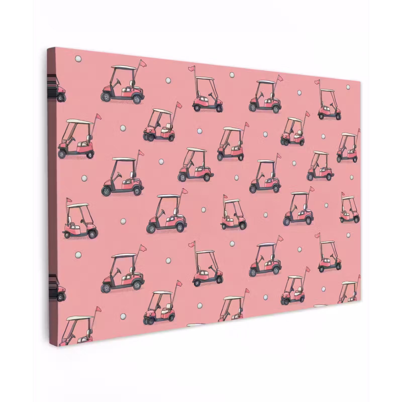 Canvas schilderij - Golfkar - Retro - Roze — 1