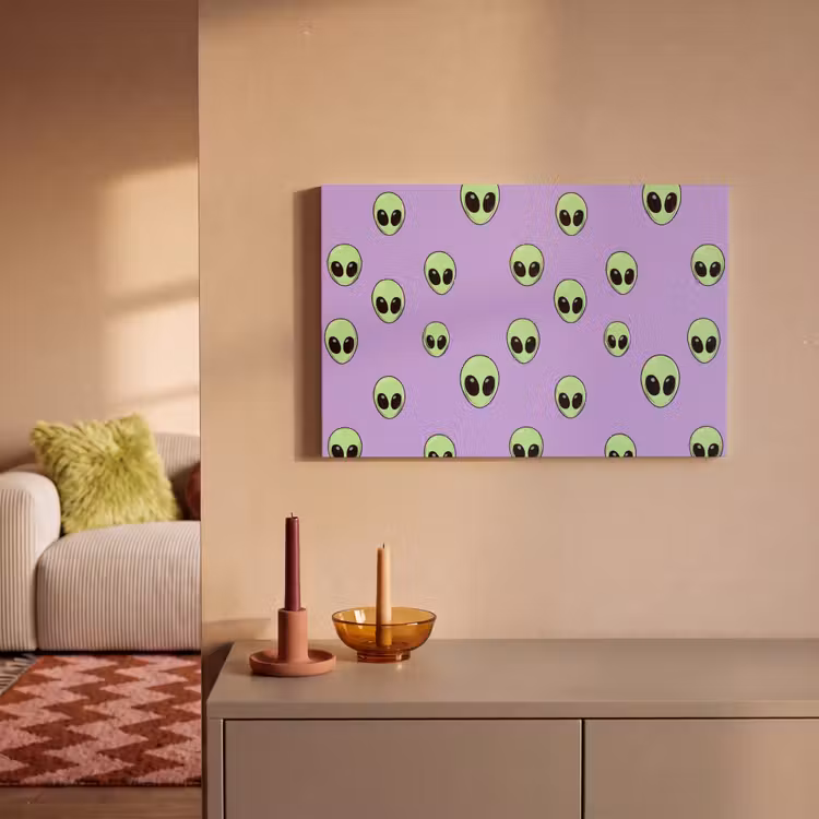Canvas schilderij - Alien - Retro - Lila — 2