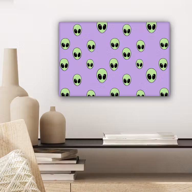 Canvas schilderij - Alien - Retro - Lila — 5