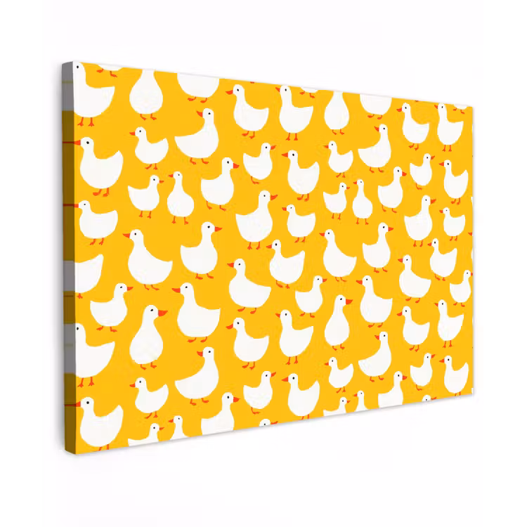 Canvas schilderij - Eendjes - Patroon - Geel — 1