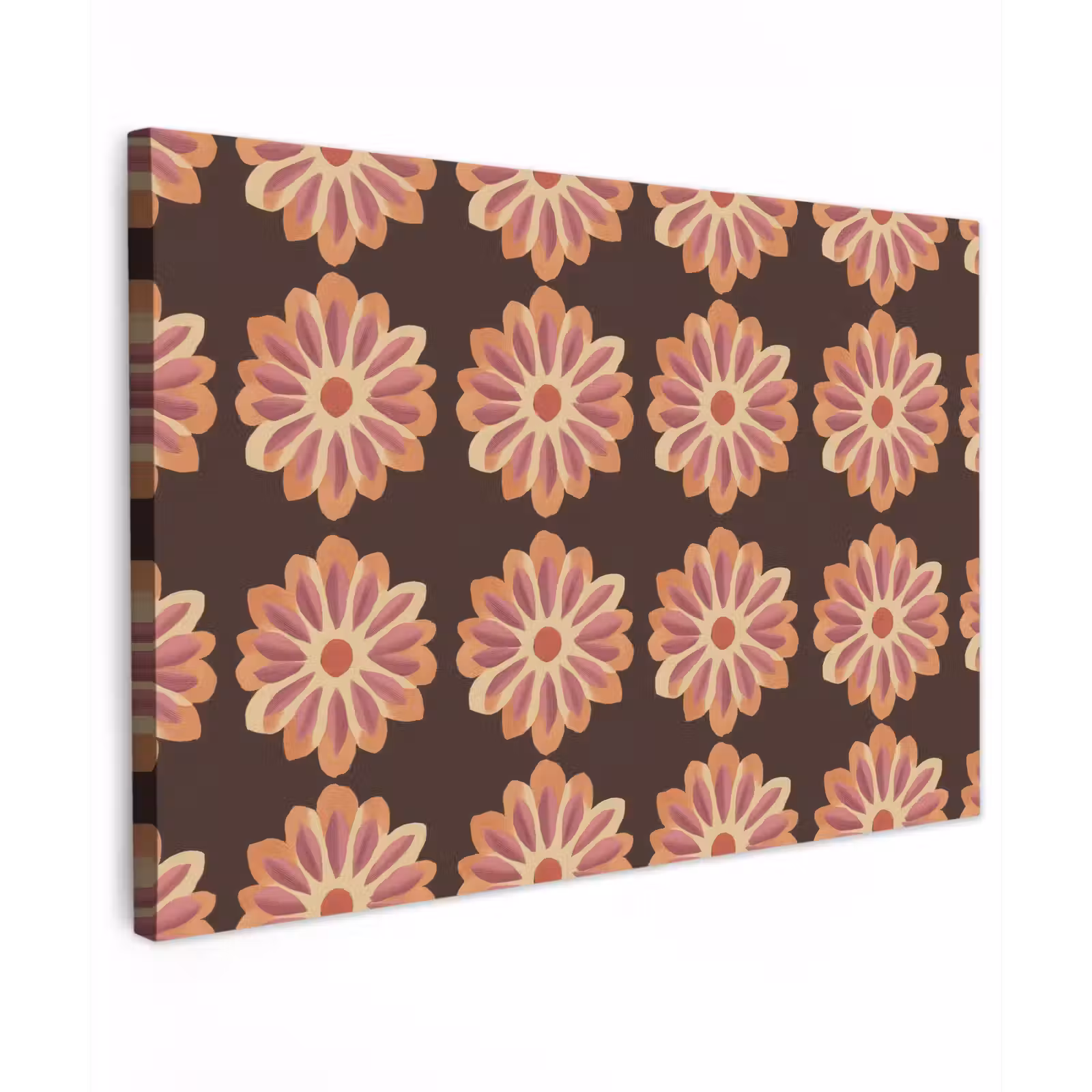 Canvas schilderij - Bloemen - Patroon - Bruin — 1