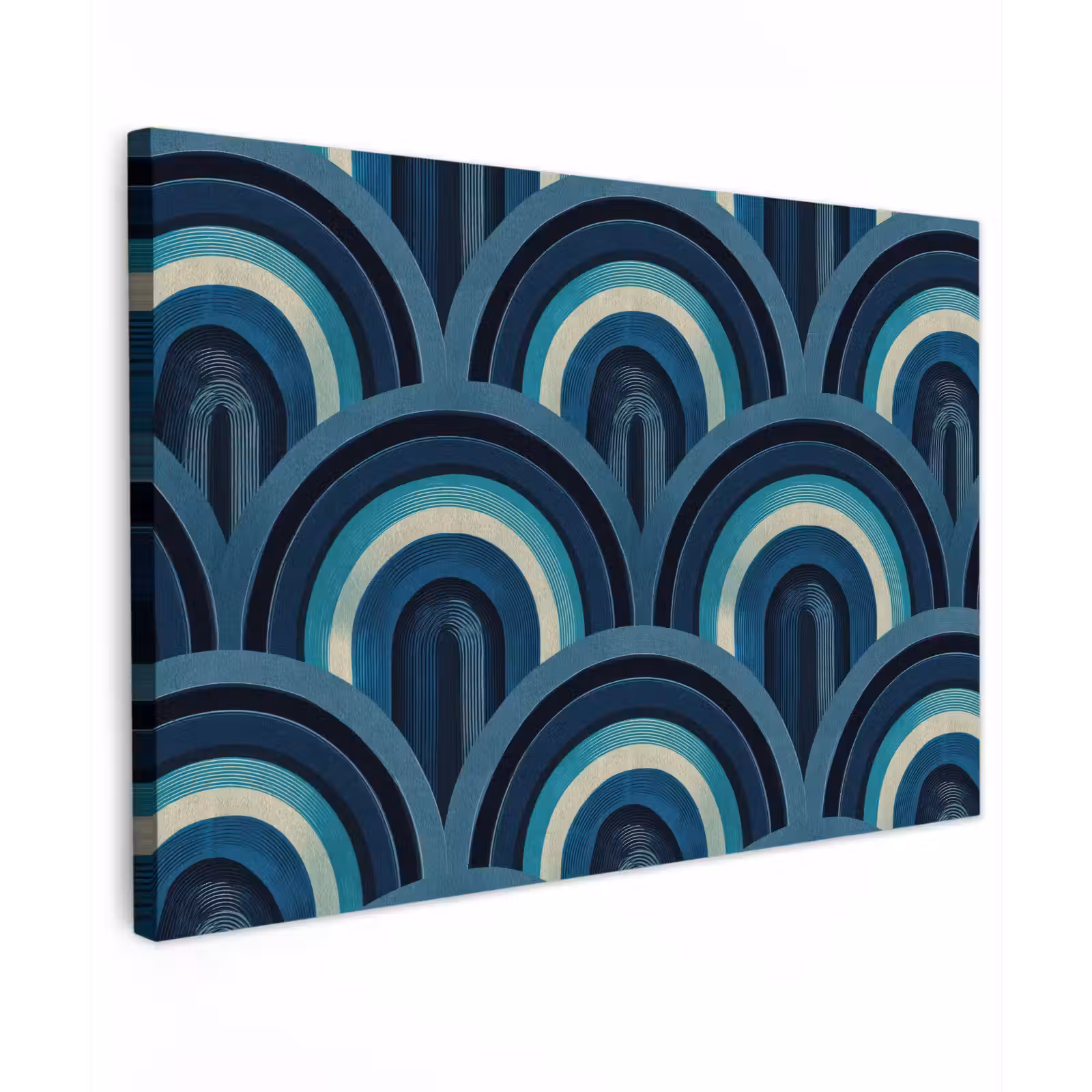 Canvas schilderij - Bogen - Geometrisch - Patroon - Blauw - Retro — 1