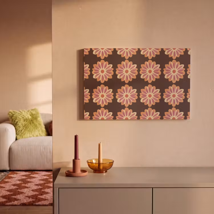 Canvas schilderij - Bloemen - Patroon - Bruin — 2