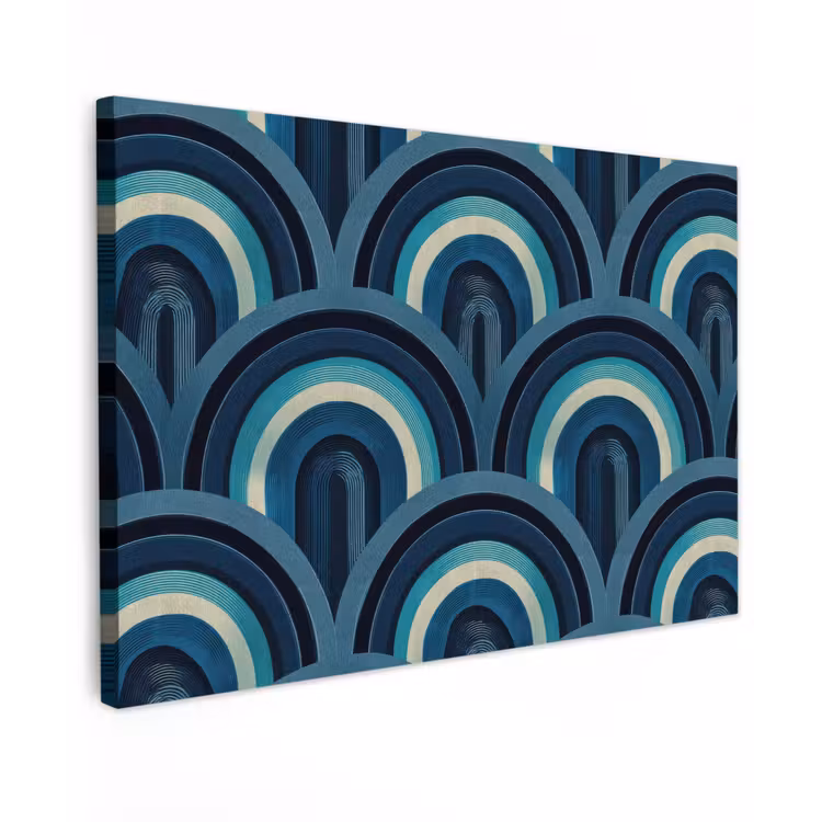 Canvas schilderij - Bogen - Geometrisch - Patroon - Blauw - Retro — 1