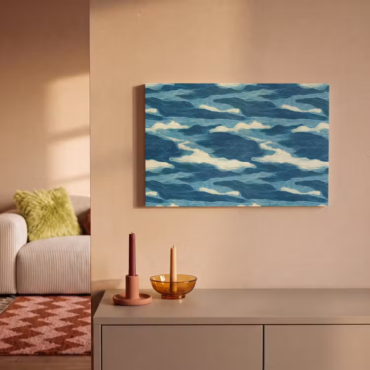 Canvas schilderij - Golven - Abstract - Patroon - Blauw - Wit — 2