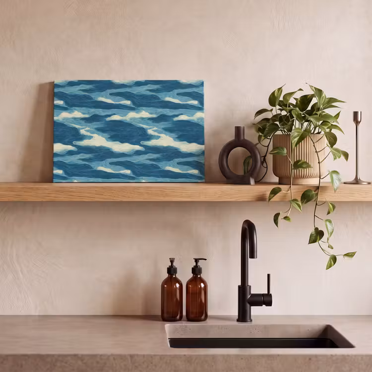 Canvas schilderij - Golven - Abstract - Patroon - Blauw - Wit — 3
