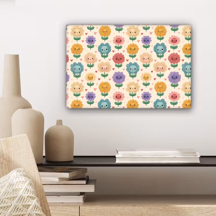 Canvas schilderij - Bloemen - Hartjes - Kleurrijk — 5