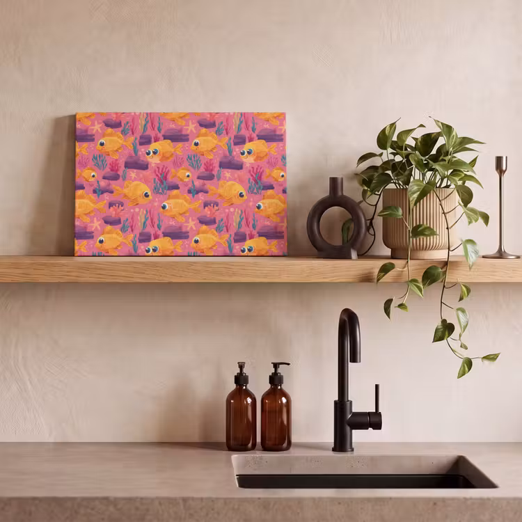 Canvas schilderij - Goudvissen - Koraal - Kleurrijk — 3