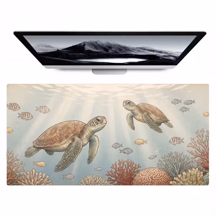 Bureau onderlegger - Schildpad - Onderwater - Natuur - Illustratie — 1