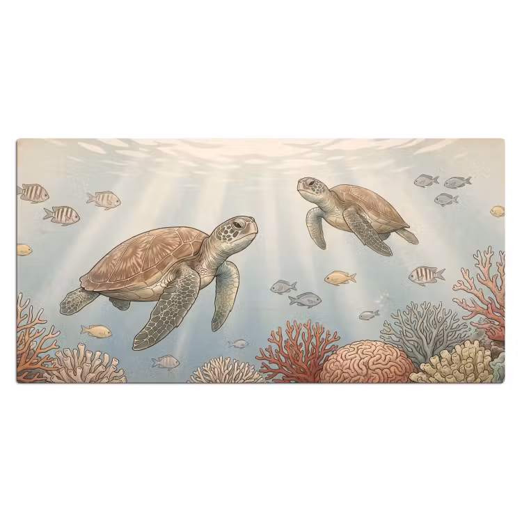 Bureau onderlegger - Schildpad - Onderwater - Natuur - Illustratie — 2