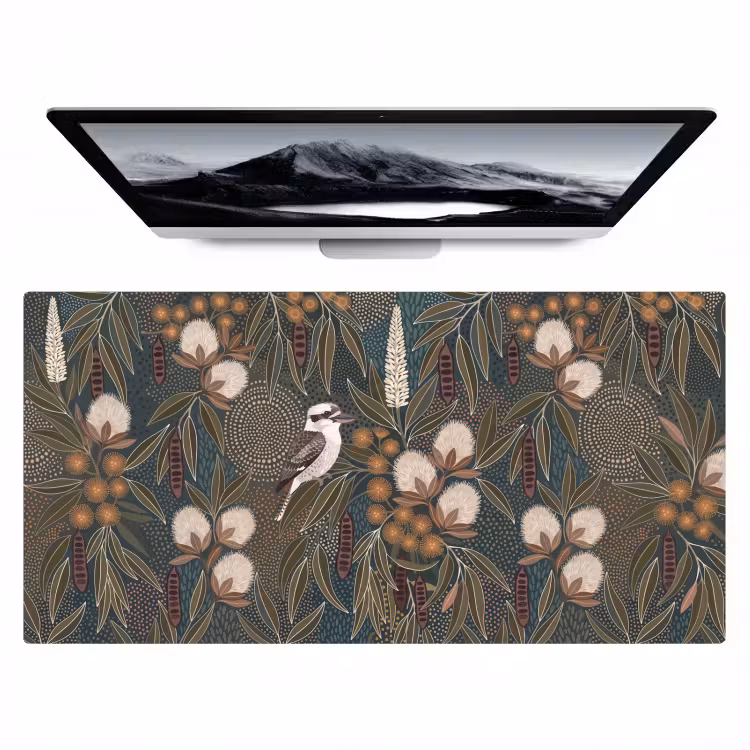 Bureau onderlegger - Vogel - Bladeren - Natuur - Illustratie - Groen — 1