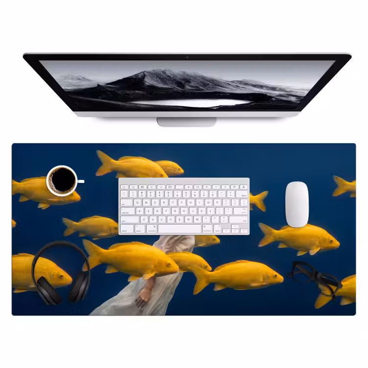 Bureau onderlegger - Vrouw - Vis - Water - Natuur - Geel — 4